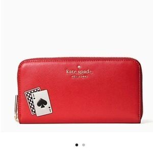 Kate Spade Lucky Draw Large Continental Zip Around Leather Wallet Casino Theme
